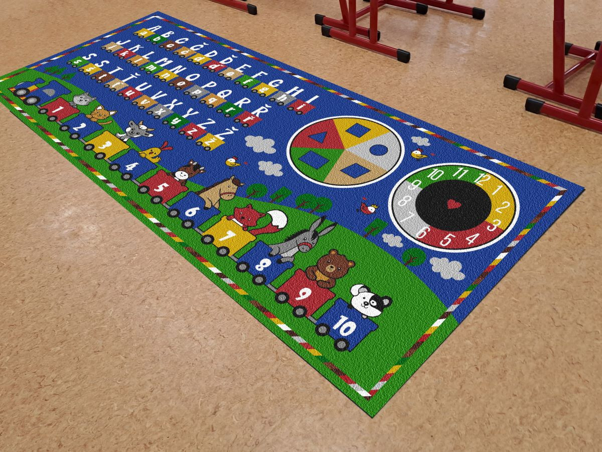 Didaktický koberec VLÁČEK PŘEDŠKOLÁČEK + kobercové kartičky