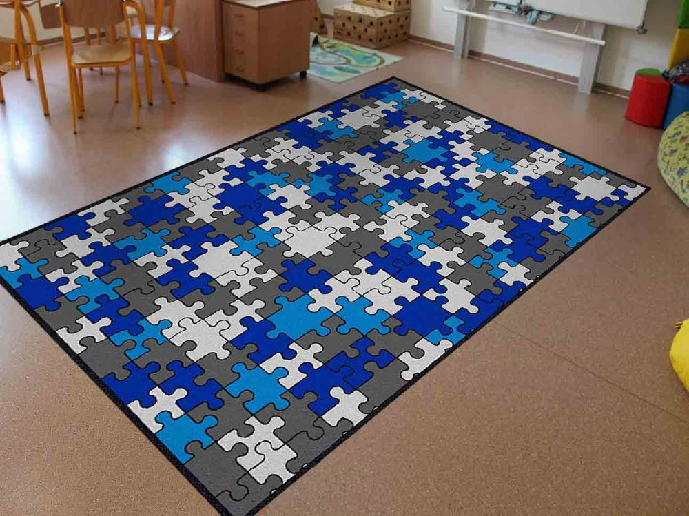 Hrací koberec PUZZLE (modrý)