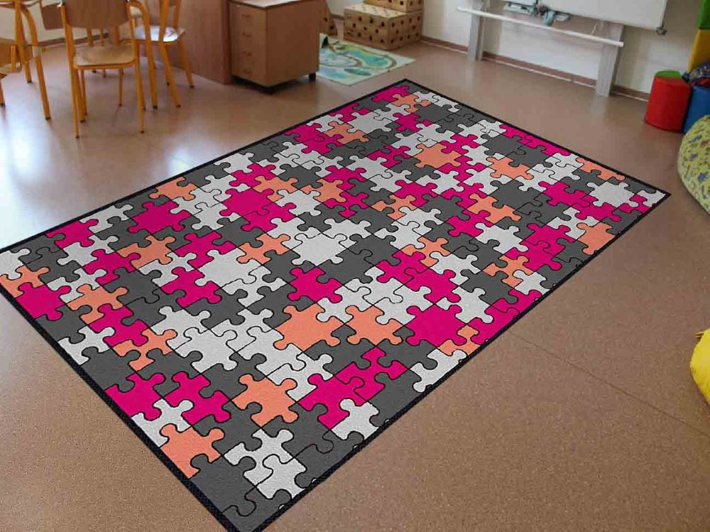 Hrací koberec PUZZLE (růžový)